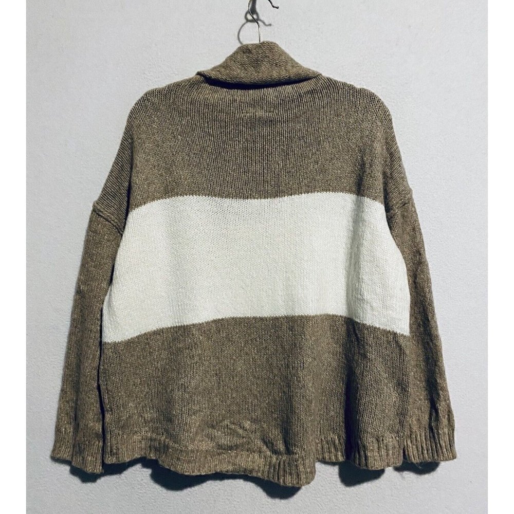 Vici Sweater Womens Large Turtleneck Colorblock Cableknit Drop Shoulder Boho - Picture 3 of 7